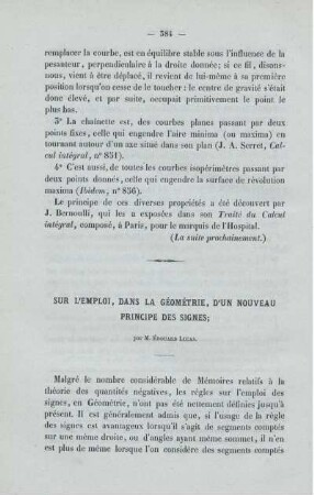 Sur l´emploi, dans la géométrie, d´un nouveau principe des signes.