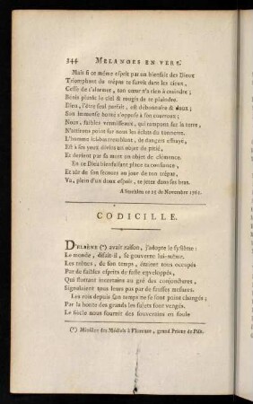 344-355, Codicille. - Vers a Voltaire.