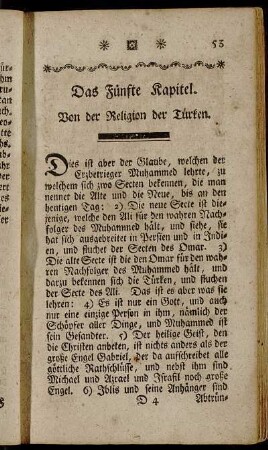 Das Fünfte Kapitel. Von der Religion der Türken.