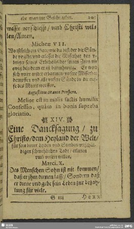 XIV. Eine Dancksagung zu Christo, für sein bitter Leiden und Sterben