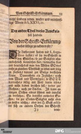 [...] Von der Schrifft-Erklärung, woher selbige zu nehmen sey?