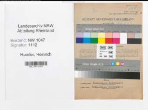 Entnazifizierung Heinrich Huerter , geb. 19.08.1898 (Lehrer)