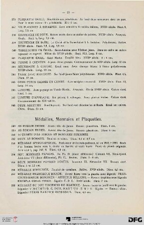 Médailles, Monnaies et Plaquettes (Nr. 349-427)