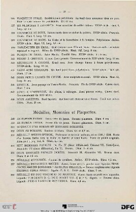 Médailles, Monnaies et Plaquettes (Nr. 349-427)