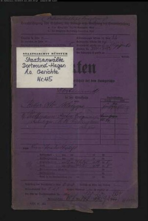 Landfriedensbruch (Plünderungen in Hombruch am 02.07.1919) Ritter, Otto Prothmann, Anton