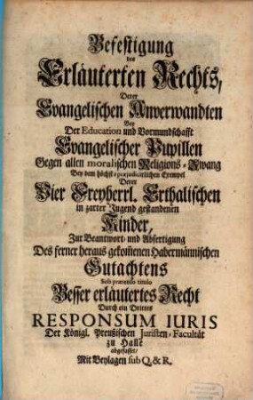 Befestigung des Erläuterten Rechts derer Evangelischen Anverwandten