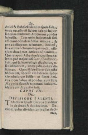 Caput VII. De Divisione Talenti.