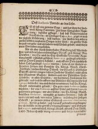 Deß Authoris Vorrede an den Leser.