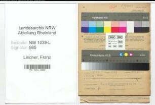 Entnazifizierung Franz Lindner , geb. 27.10.1906 (Maler)