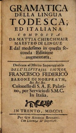 Grammatica della lingua Todesca