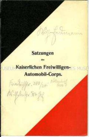 Satzung des Kaiserlichen Freiwilligen-Automobil-Corps