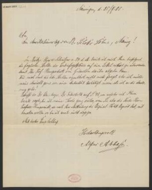 Brief an B. Schott's Söhne : 25.07.1905
