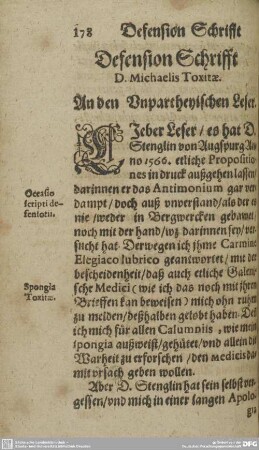 Defension Schrifft D. Michaelis Toxitae.