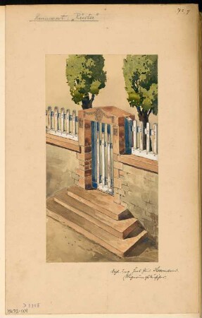 Garteneingang in Futtermauer Monatskonkurrenz November 1907: Perspektivische Ansicht
