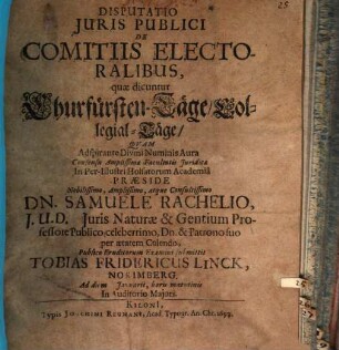 Disputatio iuris publici de comitiis electoralibus
