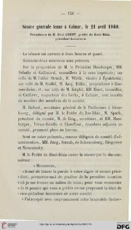 Séance générale tenue à Colmar, le 21 avril 1860