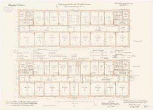 Kadettenhaus der Garnison Potsdam Ergänzungsbauten: Dienstwohngebäude Nr. 2: Grundriss Erdgeschoss, Obergeschoss 1:100
