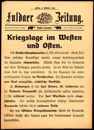Ausgabe vom Samstag, den 03. Oktober 1914.
