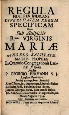 Regula Fideliter Indicans Diversitatem Rerum Specificam