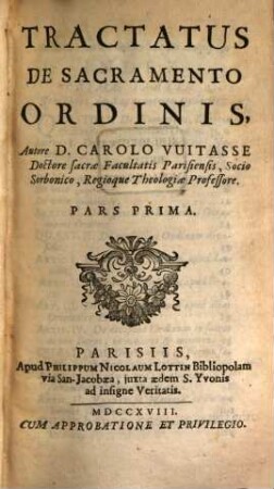 Tractatus de sacramento Ordinis, 1