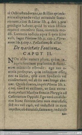 De varietate Fontium. Caput II.