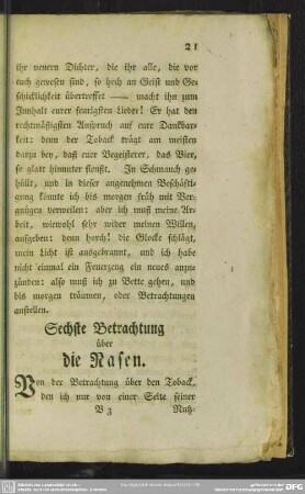 Sechste Betrachtung über die Nasen