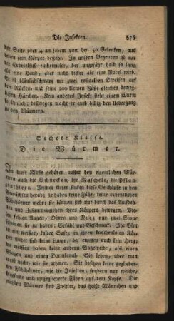 Sechste Klasse. Die Wuermer.