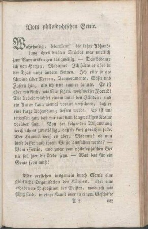 Vom philosophischen Genie.