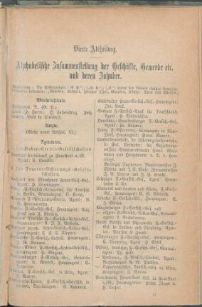 Abfuhrinstitute. Aerzte. Agenturen. [Apotheker. Architecten. Auctionatoren. Austernhandlung.]