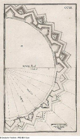 Teilgrundriss siebzehneckige Festung