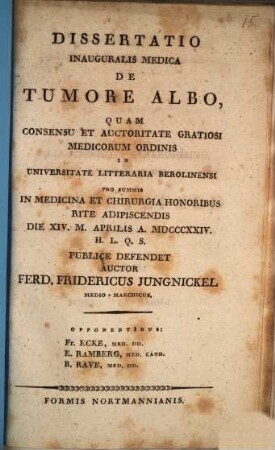 Diss. inaug. med. de tumore albo