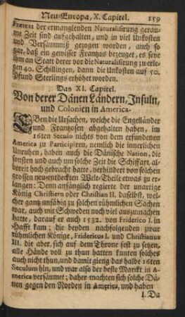 Das XI. Capitel. Von derer Dänen Ländern, Insuln, und Colonien in America.