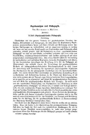 Psychanalyse und Pädagogik : (Schluß)