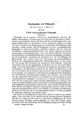 Psychanalyse und Pädagogik : (Schluß)