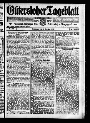 Gütersloher Tageblatt. 1911-1921