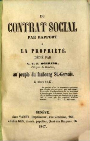 Du contrat social par rapport à la propriété