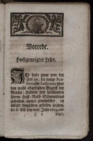 Vorrede. Hochgeneigter Leser.