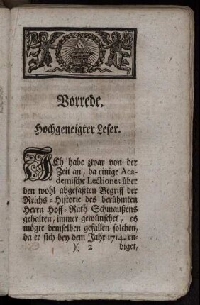 Vorrede. Hochgeneigter Leser.