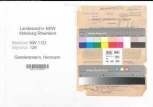 Entnazifizierung Hermann Goedersmann , geb. 14.11.1885 (Mitinhaber)