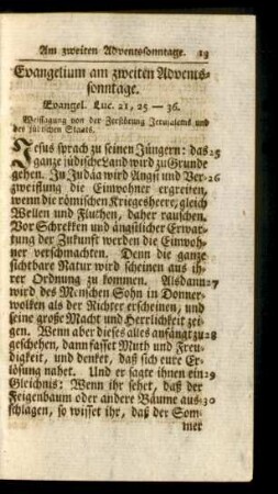 Evangelium am zweiten Adventssonntage