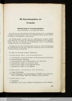 III. Einzelangaben zu: Verkehr