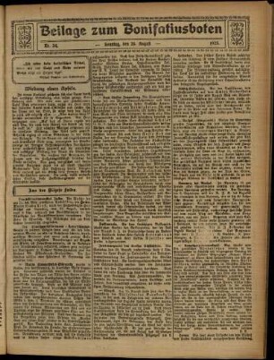 Zweite Ausgabe vom Sonntag, den 23. August 1925.