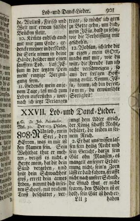 XXVII: Lob- und Danck-Lieder.