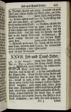 XXVII: Lob- und Danck-Lieder.