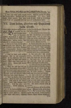 VII. Vom Leiden, Sterben und Begräbniß Jesu Christi.