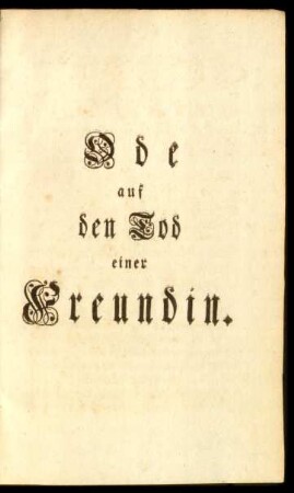 Ode auf den Tod einer Freundin