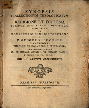 Synopsis praelectionem theologicarum de religione et ecclesia