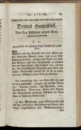 Drittes Hauptstück. Von den Pflichten gegen Gott.