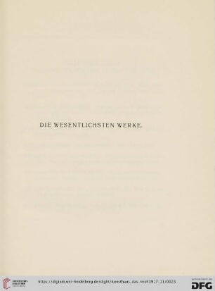 Die wesentlichsten Werke
