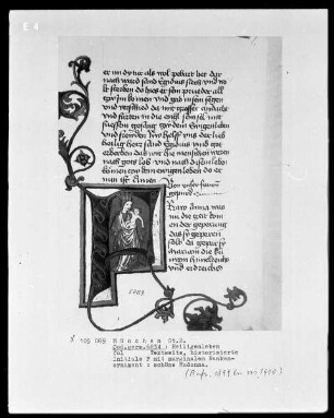 Heiligenleben — Initiale F (rau Anna) mit Madonna